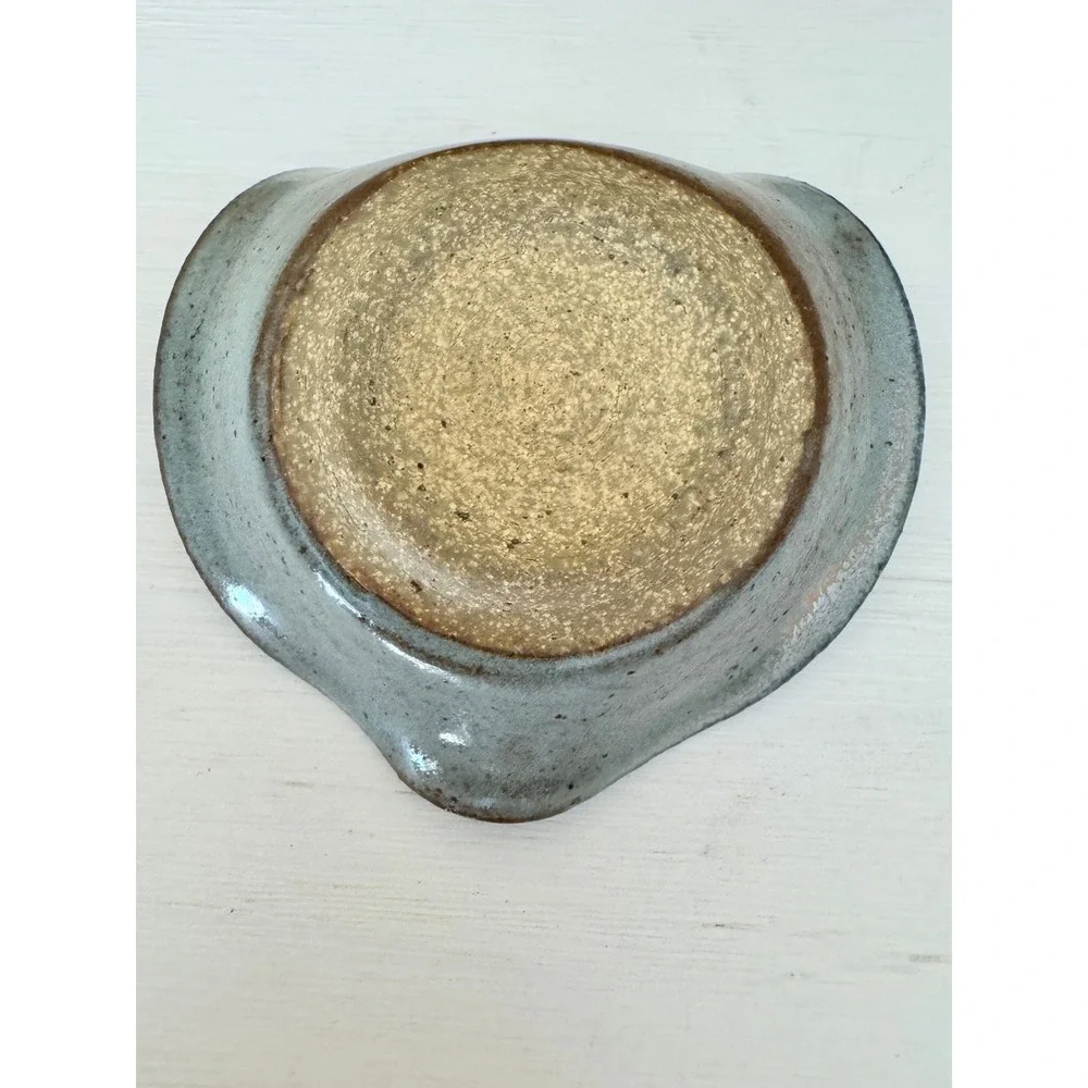 Handmade Studio Pottery Heart Dish Green Crystal Glaze Geode Ring Dish Trinket 3
